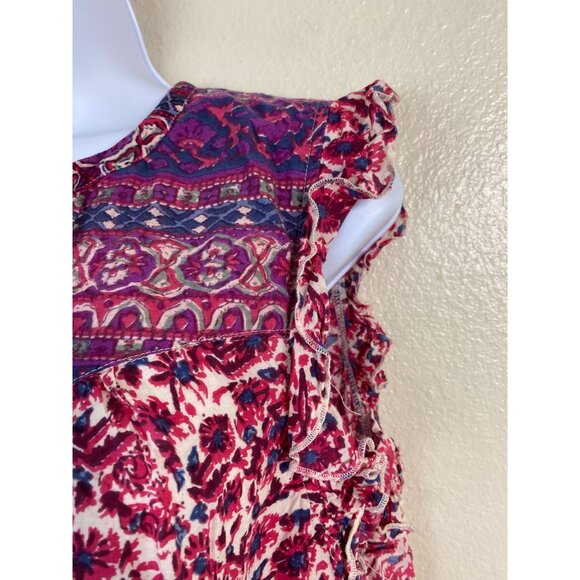 Lucky Brand Womens Ruffle Sleeve Floral Boho Top size Medium Modal Peasant - Picture 10 of 13